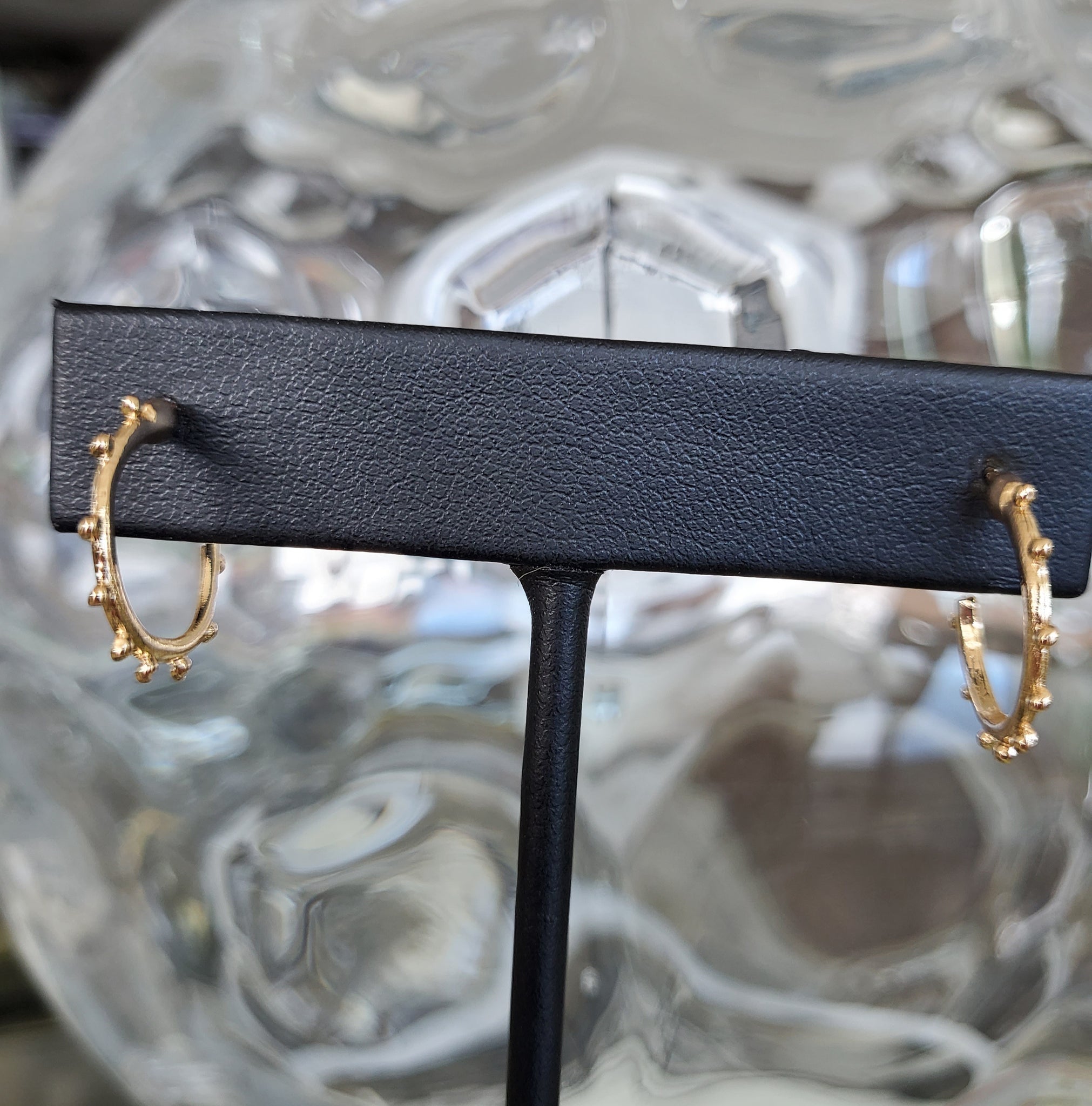 Gold Hoop Earrings with Dots